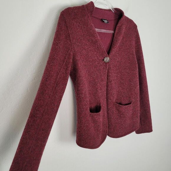 Eileen Fisher Lambswool Blazer Jacket Long Sleeve Knit Wool Red Size 4P Petite - Picture 5 of 16